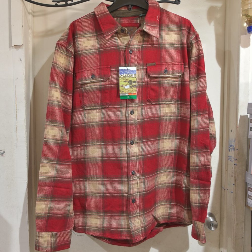 Orvis Men’s Flannel Shirt M L XL XXL 3XL IN RED.